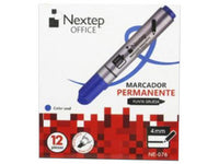 BUNDLE MARCADOR PERMANENTE NEXTEP PUNTA GRUESA CINCEL 4 MM. AZUL C/12 CONT. 2 PIEZAS