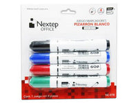 BUNDLE JUEGO MARCADOR PIZARRON BLANCO NEXTEP 4 COLORES PUNTA GRUESA CINCEL 4MM.  CONT. 4 PIEZAS