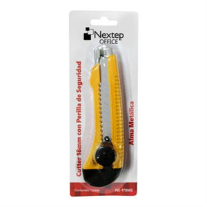 Cutter Plástico Nextep Grande Navaja 18mm Alma de Metal y Perilla Seguridad