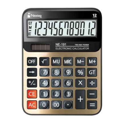 Nextep NE-191 calculadora Escritorio Calculadora básica Negro, Oro, 12 dígitos, Batería/Solar