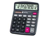 BUNDLE Calculadora Nextep 12 dígitos pantalla grande escritorio cubierta metalica Solar/Bateria funcion revisar y correg