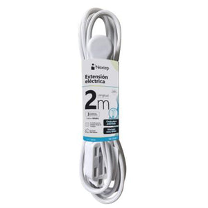 EXTENSION ELECTRICA NEXTEP 16 AWG 2MTS CLAVIJA PLANA COLOR BLANCA NE-244D