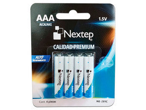 PILAS AAA ALCALINAS NEXTEP LR03 1.5V PAQUETE/4 PIEZAS NE-281C