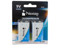 PILAS 9V ALCALINAS CUADRADAS NEXTEP 6LR61 PAQUETE/2 PZAS NE-282D