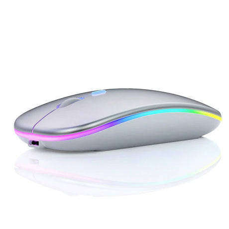 Mouse Nextep Inalámbrico Recargable Delgado/Silencioso Rgb 1600 Dpi Color Plata - Ne-412P FullOffice.com