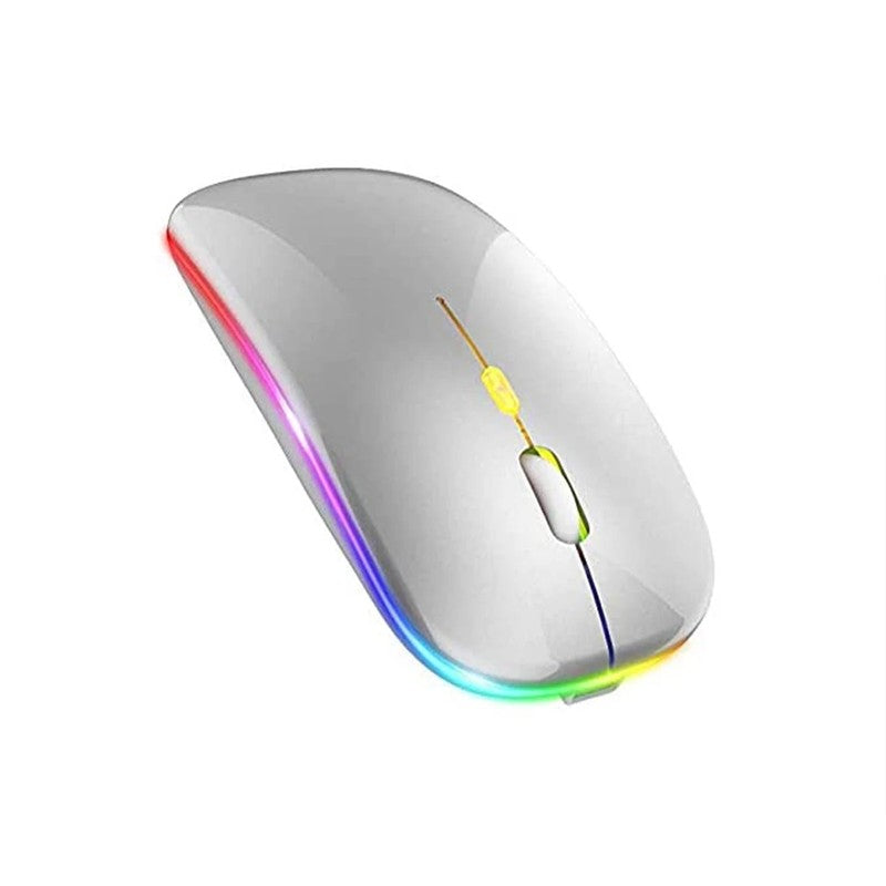 Mouse Nextep Inalámbrico Recargable Delgado/Silencioso Rgb 1600 Dpi Color Plata - Ne-412P FullOffice.com