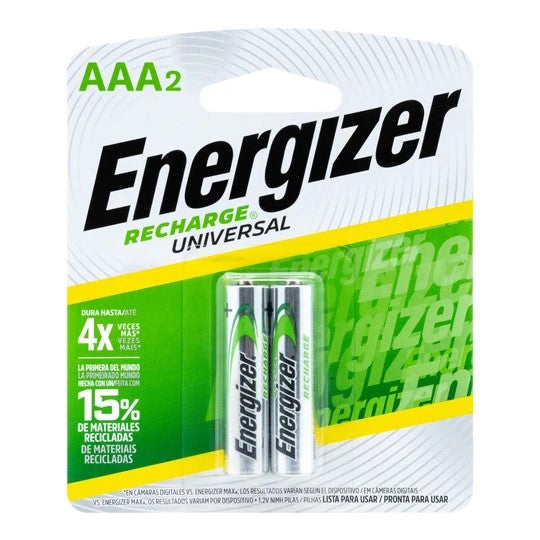 Energizer Pilas Recargables AAA NH12BP2, 2 Piezas, 1.2V, NiMH