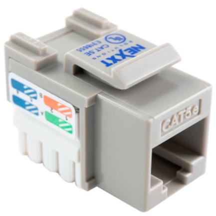 Módulo Keystone Jack Nexxt Solutions Cat5e, Sin Blindaje, Tipo 110, Color Gris, Ideal para Redes de Alta Velocidad