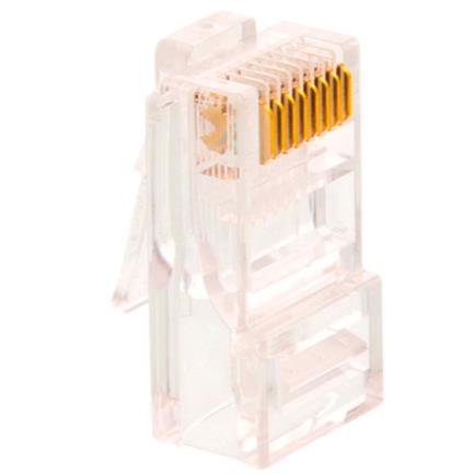 Conectores modulares Nexxt Solutions RJ45 bañado en oro sobre niquel 30u Cat5e (100 Pzas), Alta velocidad, baño en oro, 100 unidades