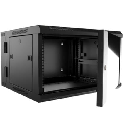 Gabinete de pared Nexxt Solutions 9U 600x550mm con 2 Ranuras para Ventilador, Abatible