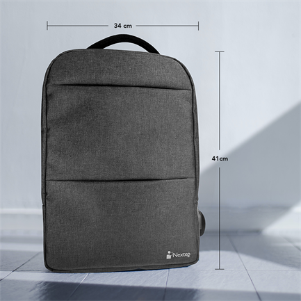 Mochila Nextep para Laptop de 15.6 Pulgadas, Multi Secciones, Color Gris, Ideal para Organización y Viajes