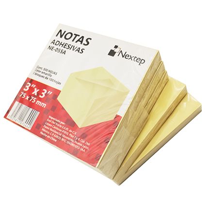 Notas Adhesivas Nextep 3x3, Color Amarillo, 5 Bloques con 500 Hojas, Ideal para Recordatorios y Organización