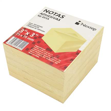 Notas Adhesivas Nextep 3x3, Color Amarillo, 5 Bloques con 500 Hojas, Ideal para Recordatorios y Organización