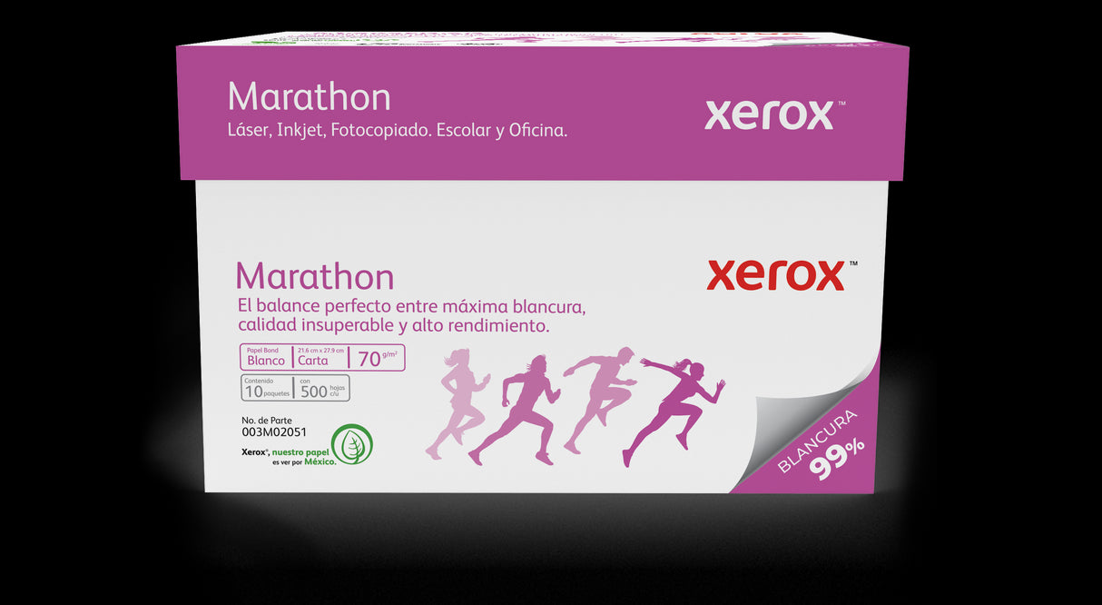 Xerox Papel Bond Marathon 70g/m², 5000 Hojas de Tamaño Carta, Blancura 99%