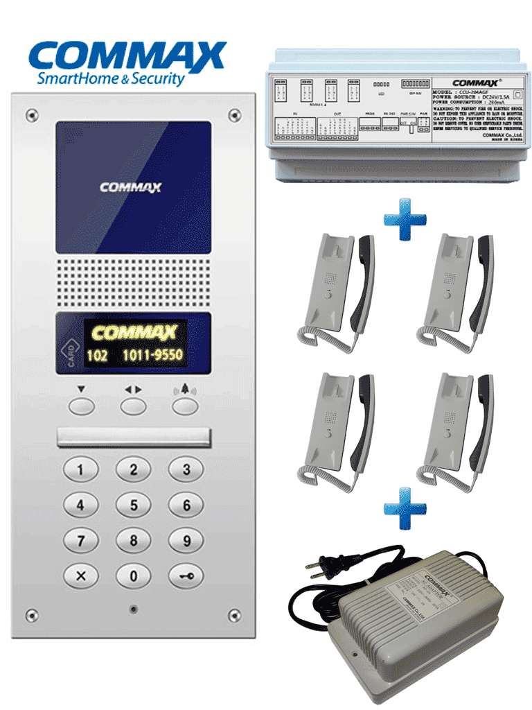 COMMAX AUDIOGATE4P - Audio Portero 4 Auriculares AP2SAG, 2 Hilos, Distribuidor 4 Equipos, 24VDC