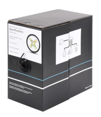 LinkedPro Bobina de Cable CAT5E 305m Negro, Sin Blindar, Uso en Intemperie