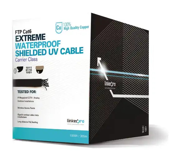 LinkedPro Bobina Cable UTP Cat 5E 305 Metros, Exterior, CCTV, PoE