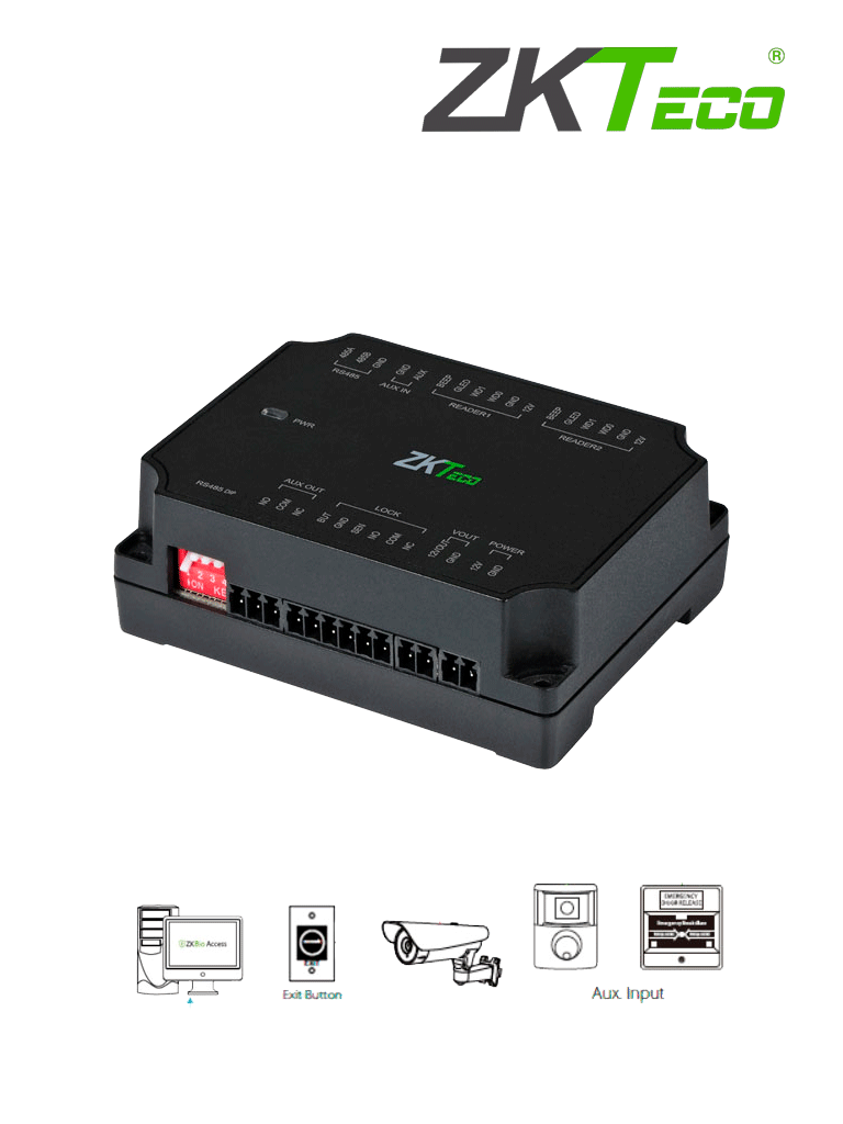 Expansor ZKTECO DM10 para Panel de Control de Acceso C2-260, RS485, 8 Puertas, Wiegand