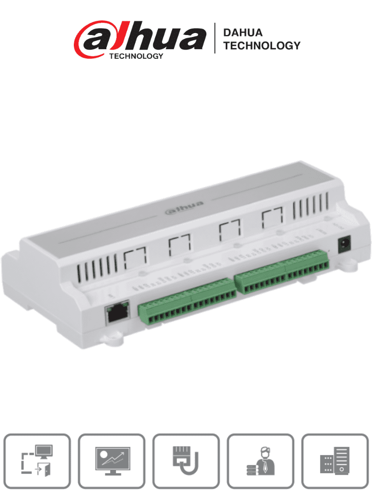 DAHUA Panel de control de acceso para 4 puertas y 4 lectoras/ 100,000 tarjetas/ 150,000 registros/ tcp/ip/ comunicación wiegand o rs-485/ funciones: anti-pass back, multi-interlock/ 9&5 entradas y salidas/ DHI-ASC1204B