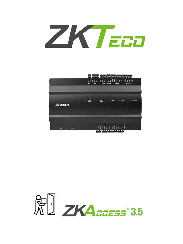 Panel de Control de Acceso ZKTeco inBIO160 - 1 Puerta/2 Lectoras/3,000 Huellas/PULL SDK