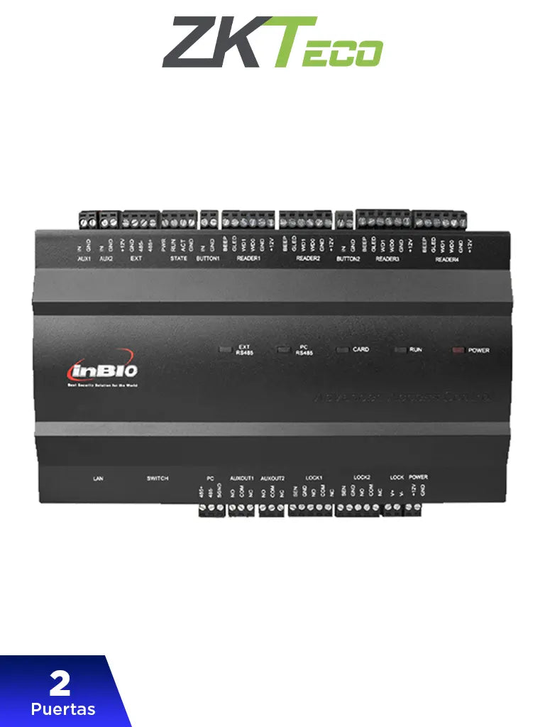 Control de Acceso ZKTeco InBio260 para 2 Puertas, 4 Lectoras FR1X00, 20,000 Huellas, 30,000 Tarjetas