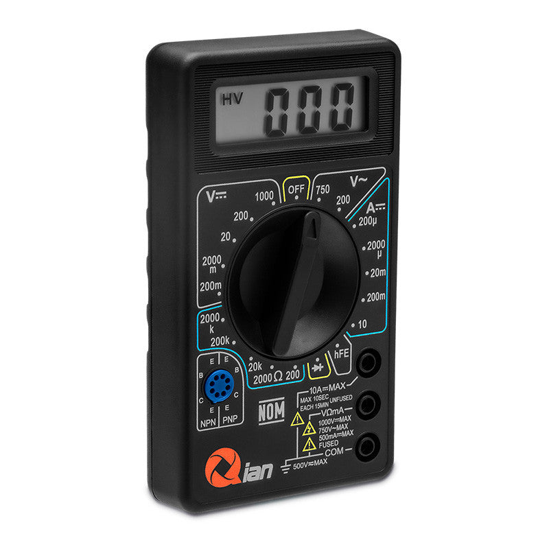 Multímetro Digital Qian QAD LCD 3 1/2 Dígitos AC/DC/Ohm, Función de Medición de Voltaje y Corriente
