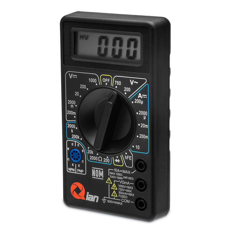 Multímetro Digital Qian QAD LCD 3 1/2 Dígitos AC/DC/Ohm, Función de Medición de Voltaje y Corriente