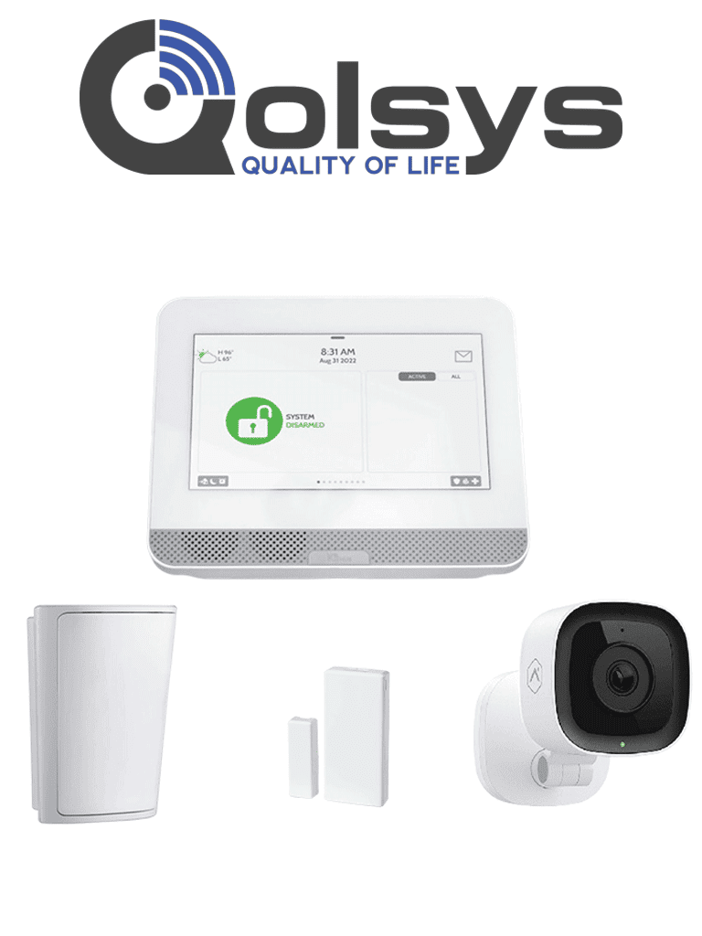 Sistema de Alarma QOLSYS IQ4 HUB - Pantalla Táctil 7", Power G 915 Mhz, 1 Sensor PIR PG9914, 1 Sensor Magnético PG9303, Cámara Interior ADCV523