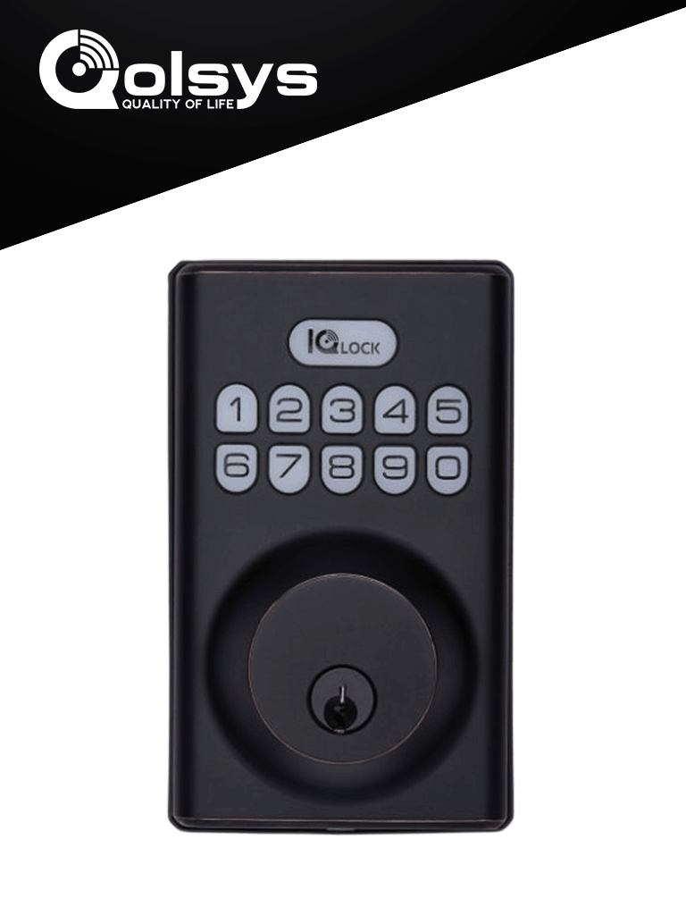 Cerradura Inteligente Qolsys IQ con Botón Pulsador PowerG, Color Bronce Aceitado