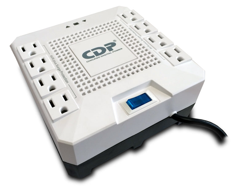 R-AVR1808 - CDP R-AVR1808 1800VA/1000W AVR, 8 Salidas, 175 Julios, Proteccion RJ45, 120 Vac Regulador de Voltaje 120 V 50/60 Hz 12 A 120 V