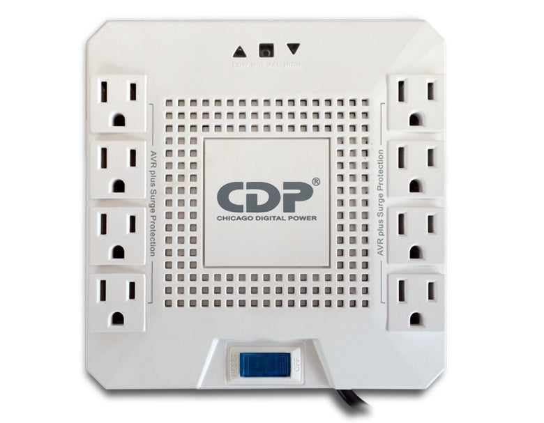 R-AVR1808 - CDP R-AVR1808 1800VA/1000W AVR, 8 Salidas, 175 Julios, Proteccion RJ45, 120 Vac Regulador de Voltaje 120 V 50/60 Hz 12 A 120 V