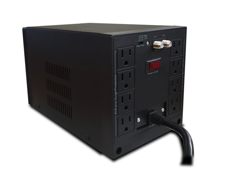 R-AVR3008 - CDP R-AVR3008 3000VA/1500W AVR, 8 Salidas, 525 julios, Sistema de retardo de encendido, Proteccion Coaxial, 120 Vac Regulador de Voltaje 120 V 50/60 Hz 20 A 120 V