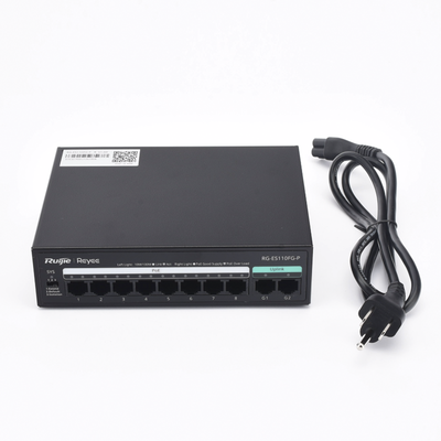 RG-ES110FG-P - Ruijie Switch PoE+ No Administrable / 8 Puertos PoE+ 10/100 / 2 Uplinks Gigabit RG-ES110FG-P