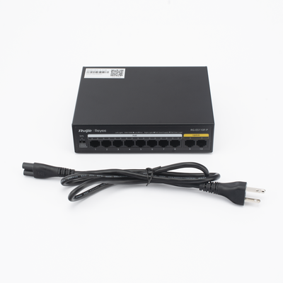 RG-ES110F-P - Ruijie Switch PoE+ no administrable / 8 puertos PoE+ 10/100 / 2 uplinks 10/100 RG-ES110F-P