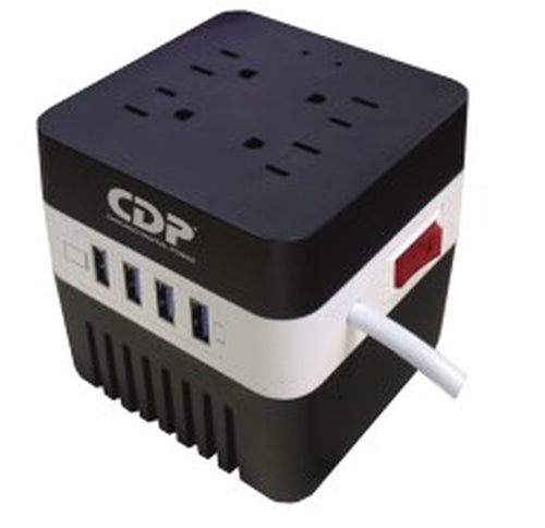 RU-AVR604 - CDP RU-AVR604 600VA/300W AVR, 4 Salidas, 175 julios, 4 Puertos USB, 120 Vac Regulador de Voltaje 120 V 50/60 Hz 6 A 120 V