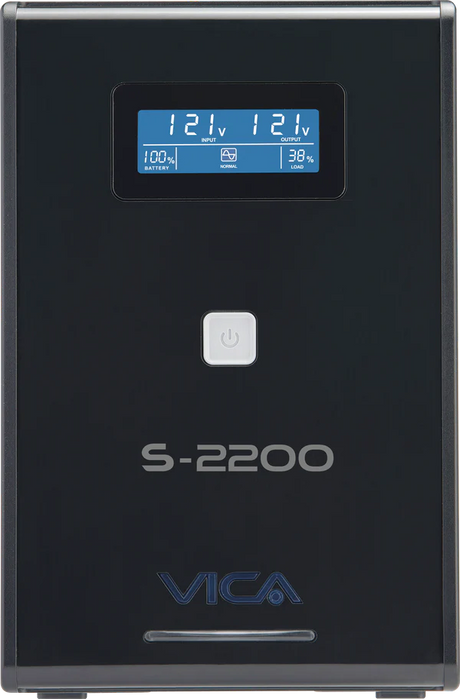 UPS VICA S2200, con Regulador Integrado 2200 Va / 1200 W, 8 Contactos, Pantalla LCD