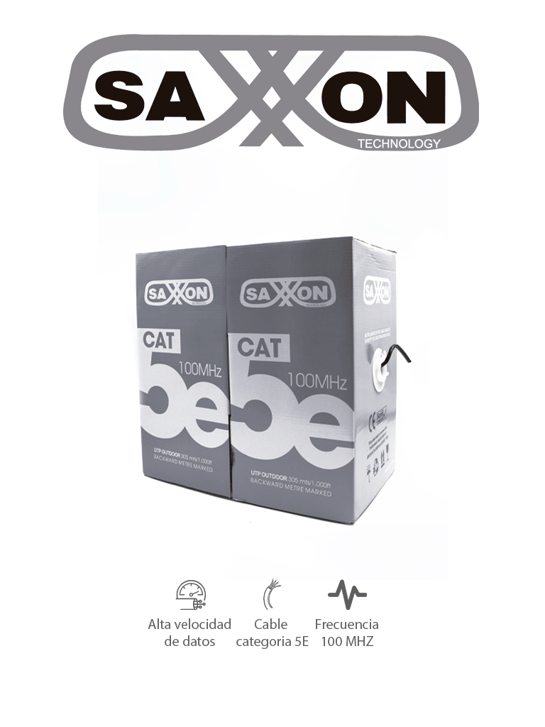Cable Utp Saxxon Outp5Eccaext Cca Cat5E Negro Exterior 305M 4Pares Bobina