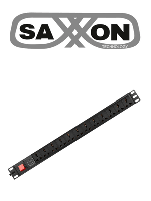 Barra pdu saxxon sxpdu12p16a, 12 contactos individuales, 16 amp, 120v, 1ur, protección contra rayos SXPDU-12P16A