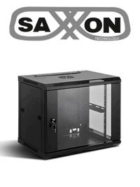 Gabinete de Pared Negro 12UR, Puerta de Vidrio Templado, 60x53x40 cm