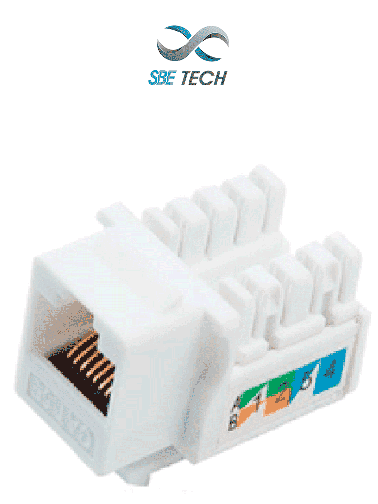 Módulo jack keystone RJ45 CAT 5e, 8 hilos, AWG 22-26, color blanco