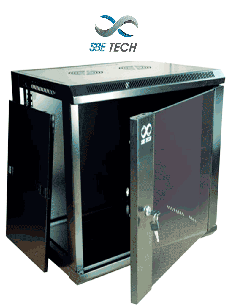 Gabinete de Pared 15 UR, 30 Kg de Carga, 60x60x69.8 cm, Puerta de Cristal Templado