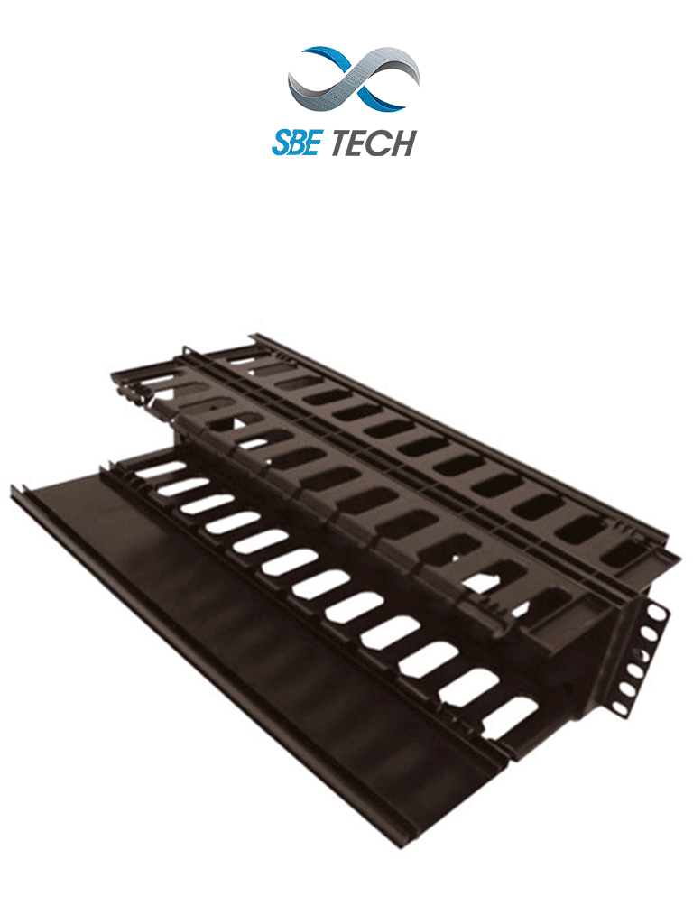 Organizador de cable horizontal para rack, doble lado, base metálica, 19", 2UR, rojo