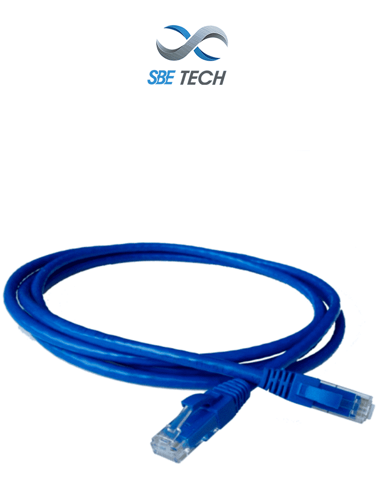 Patchcord Cat6 SBETECH PCC6U03MBL de 0.3m, 8 hilos, ISO 11801, Clase E, Color Azul