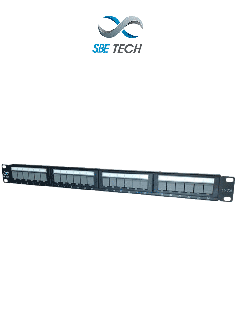 Panel de Parcheo SBETECH PPC624P Cat. 6, 24 Puertos Gigabit Ethernet, Montaje en Rack