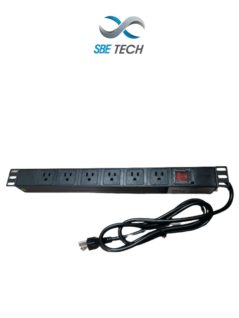 Barra 51r, montaje horizontal 19" y 1u, clavija de 1.8m, multicontactos SBE-TC006VSP