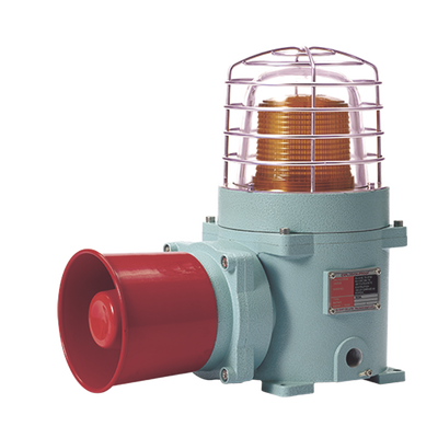 SESAL-WS-120-A-ATEX - Combinación de baliza LED ámbar fija/flasheante con sirena electrónica / 120 dB / Zona peligrosa ATEX/IECEX / 120 VCA / IP66 / Ex d IIC T6
