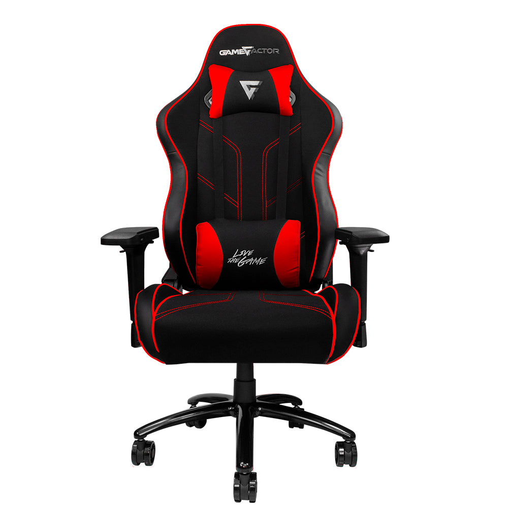 GAME FACTOR Silla Gaming CGC600-RD, Soporte 150 kg, Ajustable 360°, Reposabrazos Ergonomicos