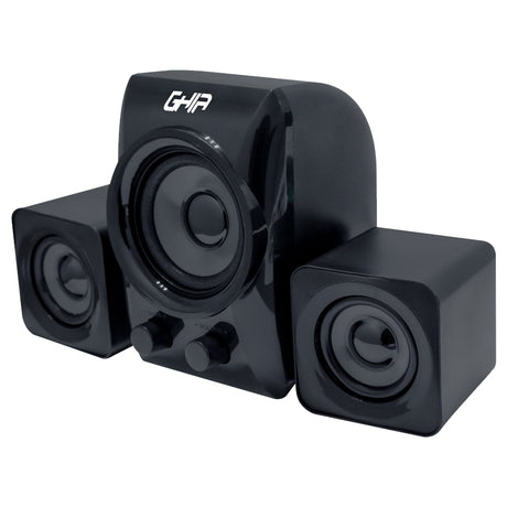 Bocina Para Pc 2.1 Ghia Negra/Gris Audio 3.5Mm Alimentacion Usb 5W FullOffice.com