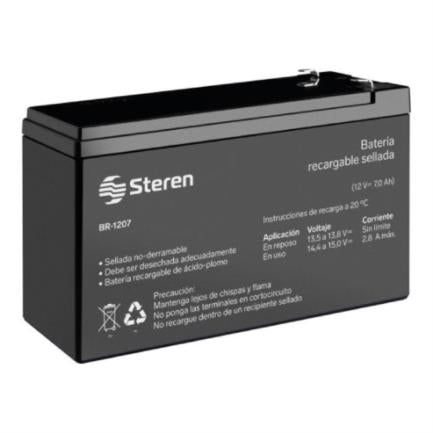 Batería Steren Sellada Ácido-Plomo 12 Vcc 7 Ah Color Negro