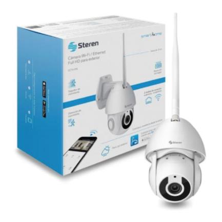 Cámara Seguridad Steren Wi-Fi/Ethernet FHD Robotizada Seguidor de Movimiento para Exterior Color Blanco